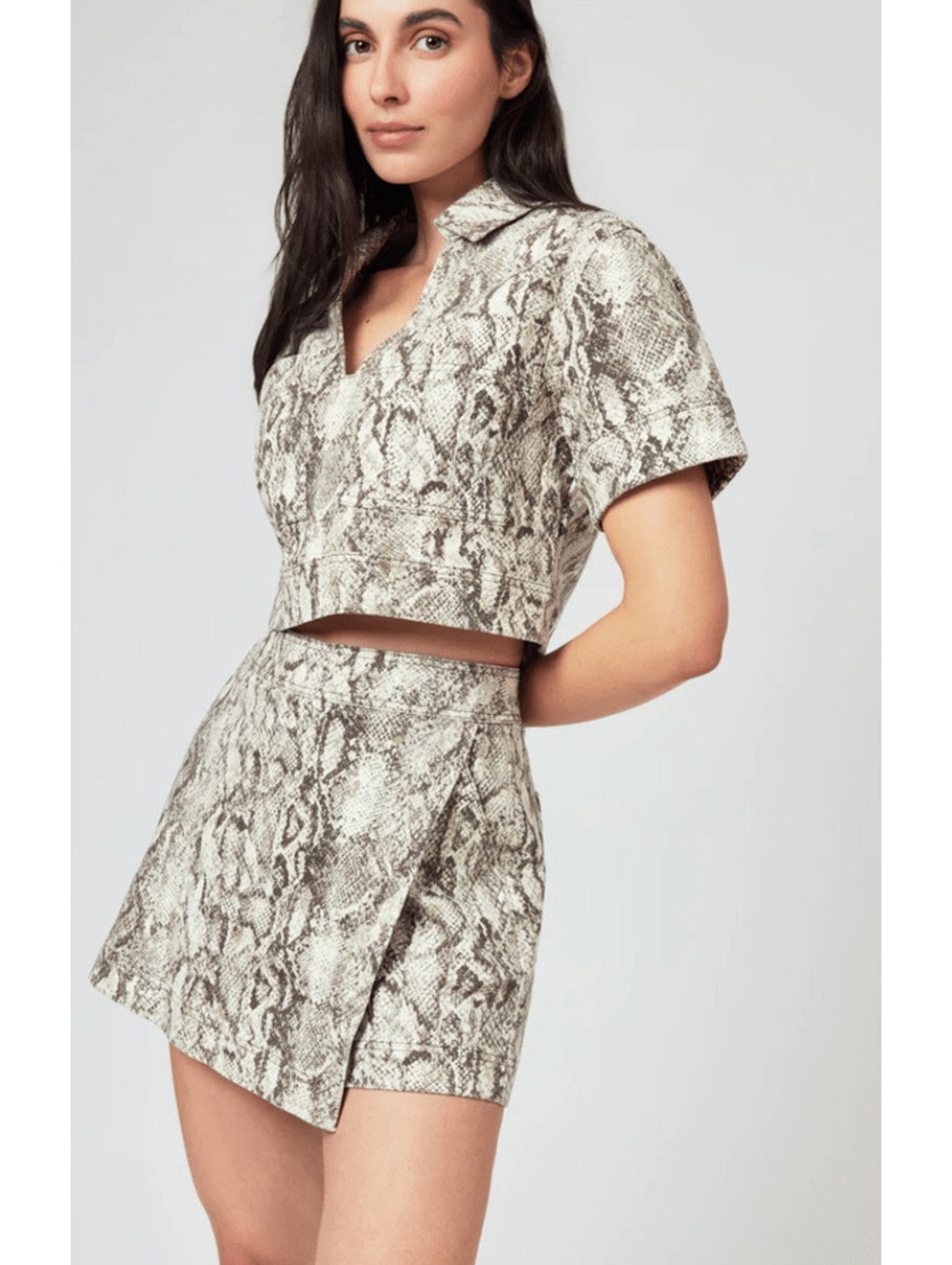Snakeskin Popover Top